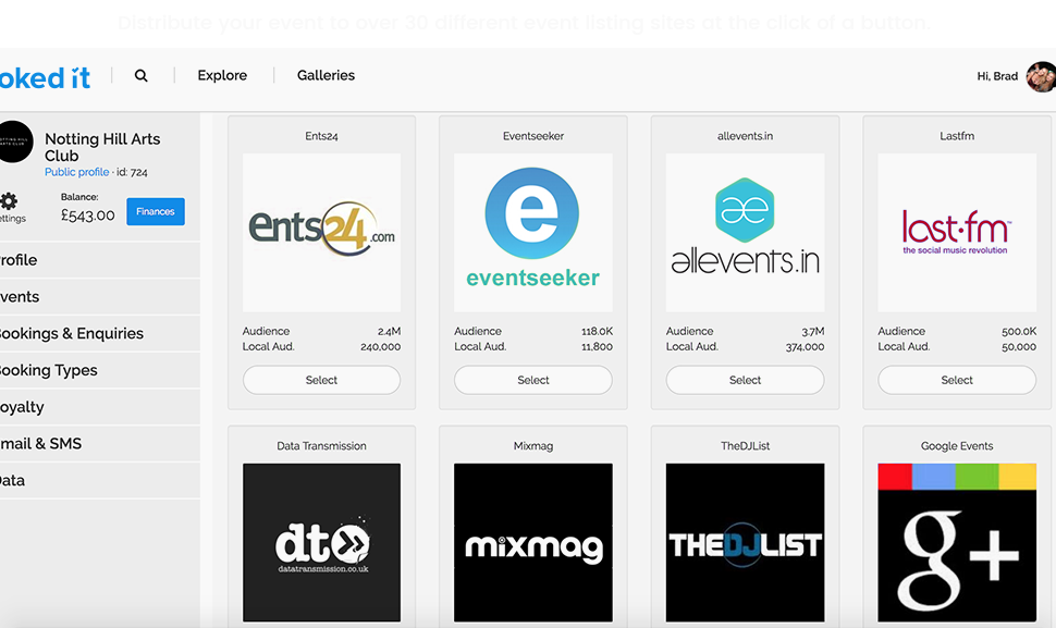 Distribute Event to Over 30 Different Event Listing Sites - Management Page