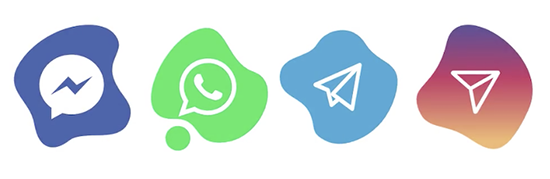Social Media Messaging Icons, Facebook, Whatsapp, X (Twitter) and Instagram
