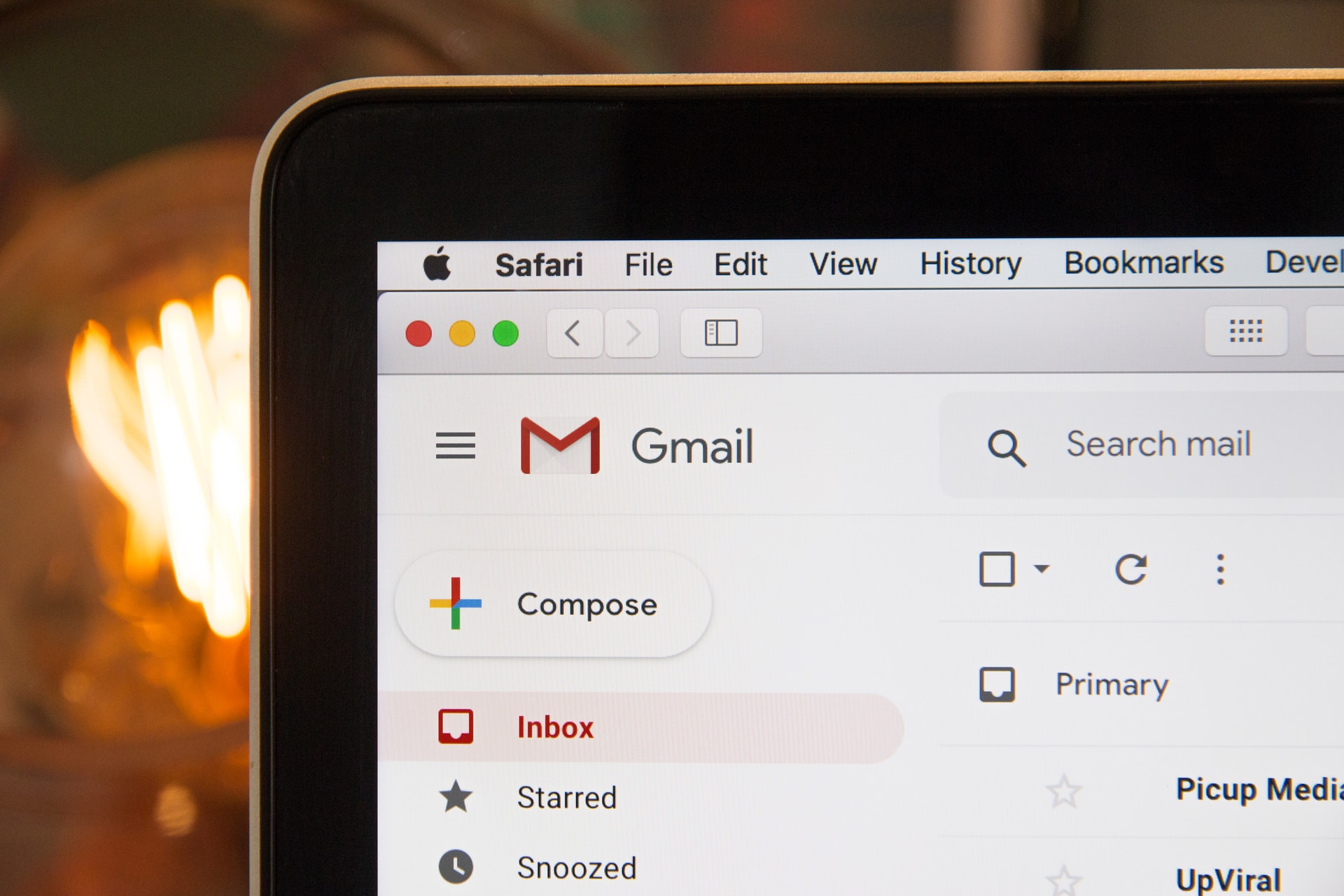 G-Mail Inbox Displayed using Safari Browser on Mobile Phone